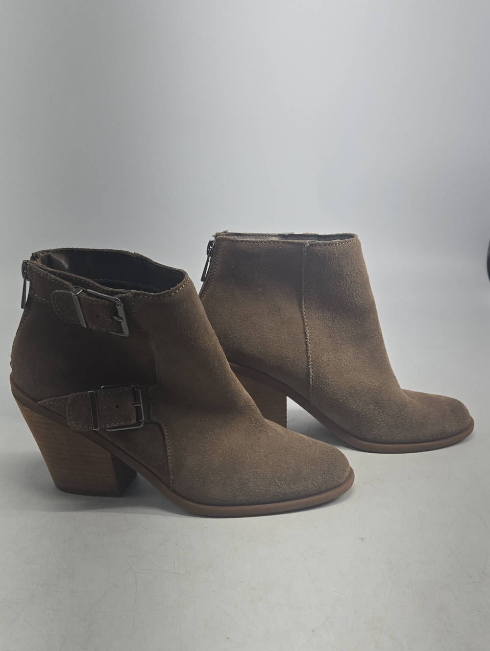 Lucky Brand Suede Ankle Booties Buckle Detail 8